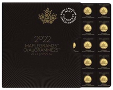 2022 MapleGram 25 x Χρυσά Νομίσματα 1 γραμμαρίου