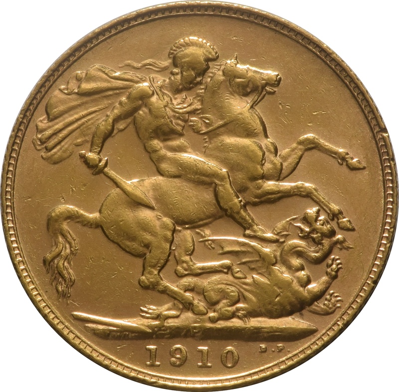 Χρυσή Αγγλική Λίρα 1910 - Βασιλιάς Εδουάρδος ο Ζ' - P