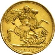 Χρυσή Αγγλική Λίρα 1893 - Βασίλισσα Βικτώρια Παλαιά Κεφαλή - M