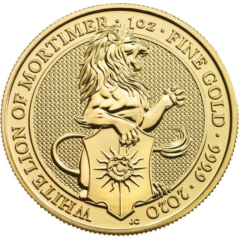 2020 White Lion of Mortimer, Queen's Beast - 1oz Gold Coin