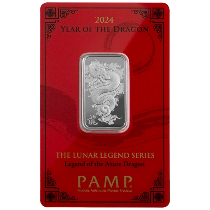 2024 PAMP 10 Gram Silver Year of the Dragon Bar Minted