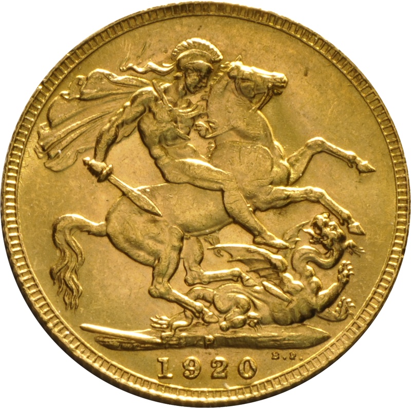 Χρυσή Αγγλική Λίρα 1920 - Βασιλιάς Γεώργιος ο Ε' - P
