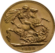 Χρυσή Αγγλική Λίρα 1928 - Βασιλιάς Γεώργιος ο Ε' - SA