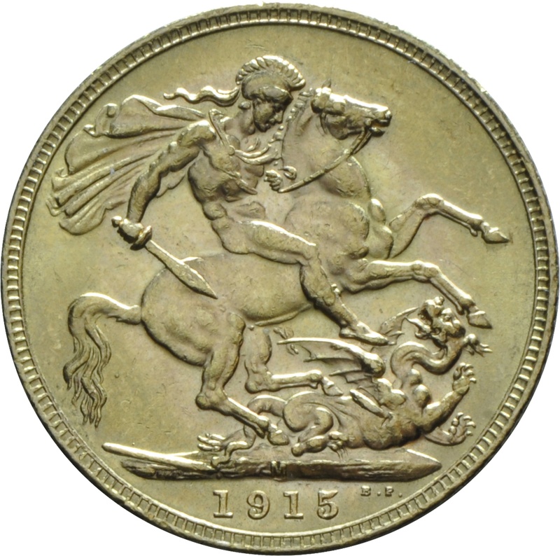 Χρυσή Αγγλική Λίρα 1915 - Βασιλιάς Γεώργιος ο Ε' - M