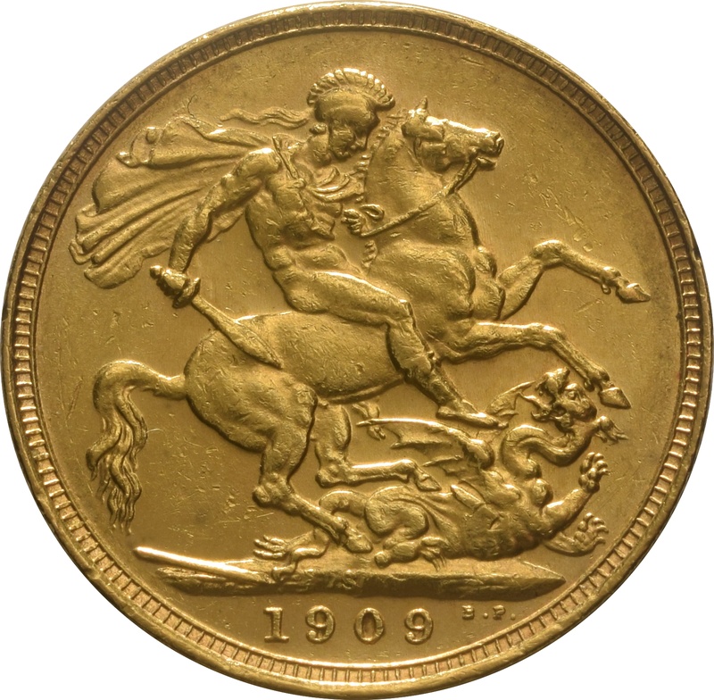 Χρυσή Αγγλική Λίρα 1909 - Βασιλιάς Εδουάρδος ο Ζ' - S
