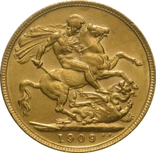1909 Χρυσή Αγγλική Λίρα - Βασιλιάς Εδουάρδος ο Ζ' - Λονδίνο
