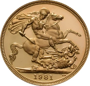 Χρυσή Λίρα Αγγλίας Proof 1981