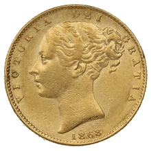 1868 Χρυσή Λίρα Αγγλίας – Bικτώρια Νέα Κεφαλή - Ασπίδα