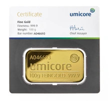Umicore 100 γρ. - Μπάρες Χρυσού