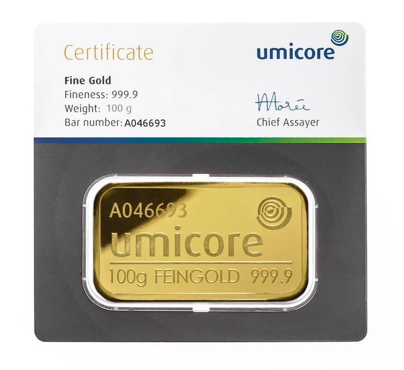 Umicore 100 γρ. - Μπάρες Χρυσού