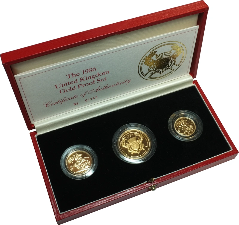 1986 Proof Gold Sovereign 3 Coin Set Boxed