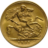 Χρυσή Αγγλική Λίρα 1931 - Βασιλιάς Γεώργιος ο Ε' - P