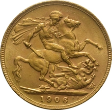 Χρυσή Αγγλική Λίρα 1906 - Βασιλιάς Εδουάρδος ο Ζ' - Λονδίνο