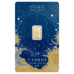0.5g Gold Bar PAMP Zodiac Taurus Minted