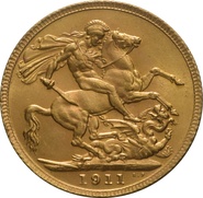 Χρυσή Αγγλική Λίρα 1911 - Βασιλιάς Γεώργιος ο Ε' - Λονδίνο