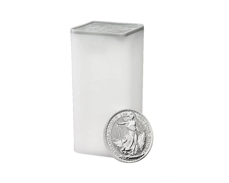 Tube of 25 x 1oz British Silver Britannia