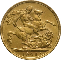 1909 Χρυσή Αγγλική Λίρα - Βασιλιάς Εδουάρδος ο Ζ' - Λονδίνο