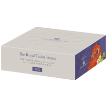 2024 Ασημένιο Νόμισμα Tudor Dragon - 1 ουγγιά Tudor Beasts Proof - Συλλεκτικό σε συσκευασία Δώρου