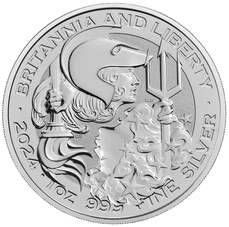 2024 Ασημένιο Britannia & Liberty μίας ουγγιάς