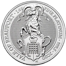 1oz Νόμισμα από Πλατίνα, Yale Of Beaufort - Queens Beast 2019