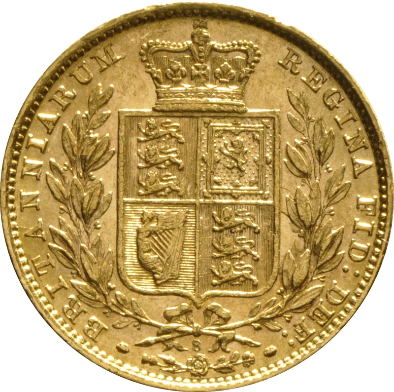 1880 Gold Sovereign Coin Queen Victoria Young Head Shield Back Sydney