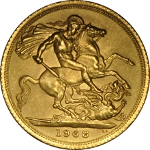 Χρυσή Λίρα Αγγλίας 1968 - Ελισάβετ Β' Νέα Κεφαλή
