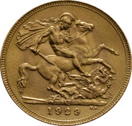 Χρυσή Αγγλική Λίρα 1929 - Βασιλιάς Γεώργιος ο Ε' - SA