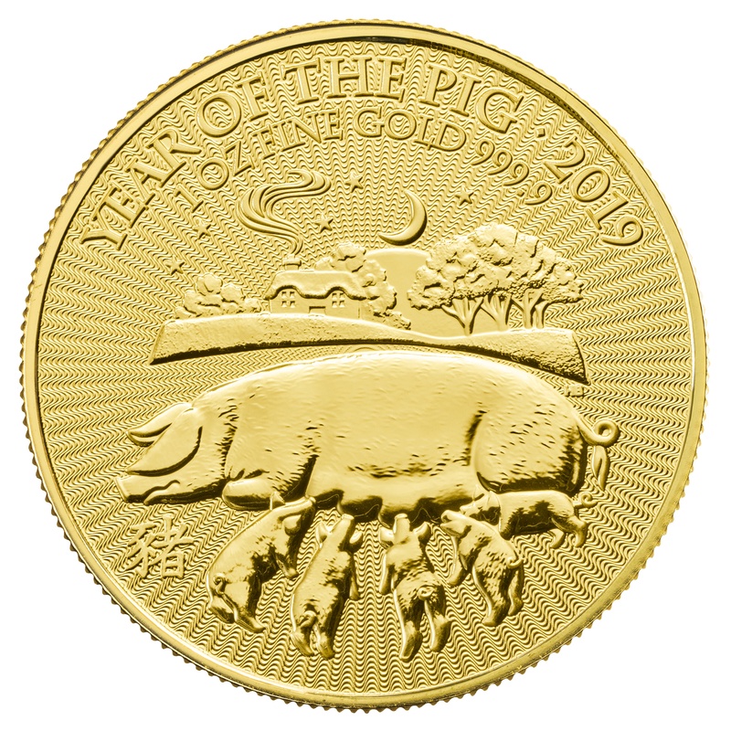2019 Royal Mint 1oz Year of the Pig Gold Coin