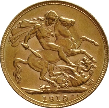 Χρυσή Αγγλική Λίρα 1919 - Βασιλιάς Γεώργιος ο Ε' - P