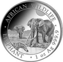 2026 Ασημένιο νόμισμα Somalian Elephant μίας ουγγιάς