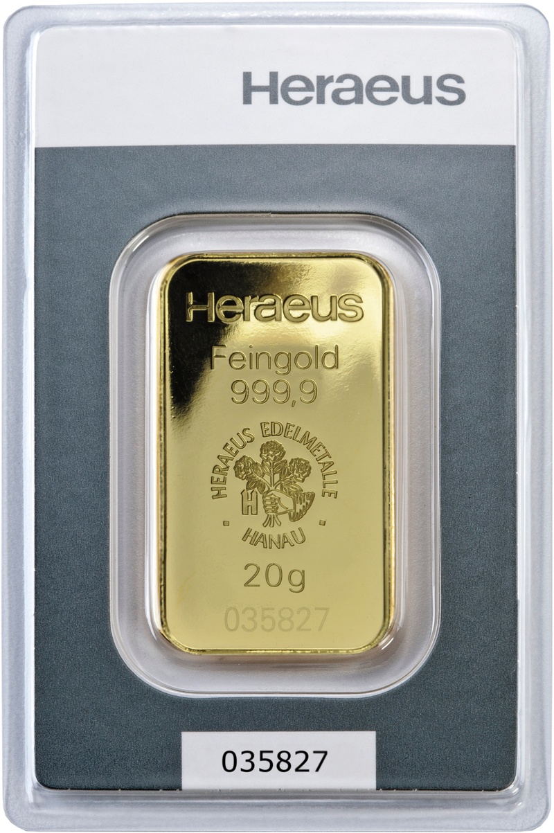Heraeus 20 Γραμμάρια - Μπάρες Χρυσού