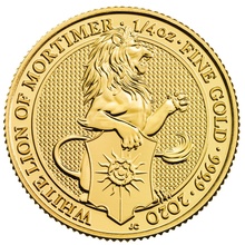 2020 Το Άσπρο Λιοντάρι του Μόρτιμερ - Χρυσό Νόμισμα - 1/4 ουγγιά - Συσκευασία Δώρου