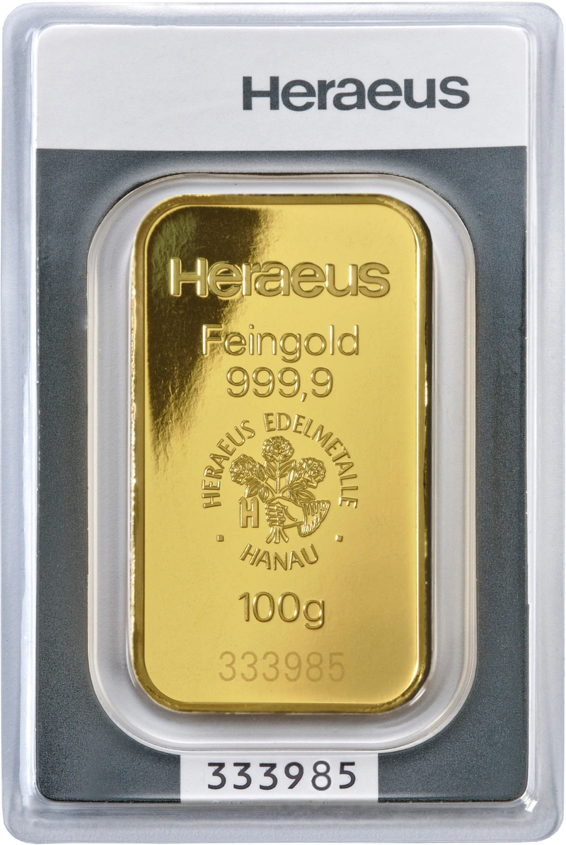 Heraeus 100 γρ. - Μπάρες Χρυσού