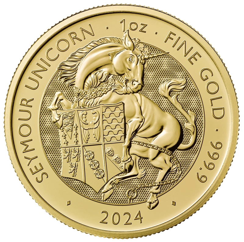 2024 Seymour Unicorn - Χρυσό Νόμισμα Tudor Beasts 1 ουγγιά