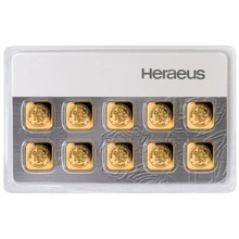 Heraeus MultiCard 10 x  1 Γραμμάρια - Μπάρες Χρυσού
